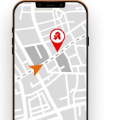 Smartphone mit Kartennavigation zu einer Apotheke